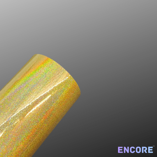 Vinilo adhesivo holográfico con purpurina dorada Encore® EFX21
