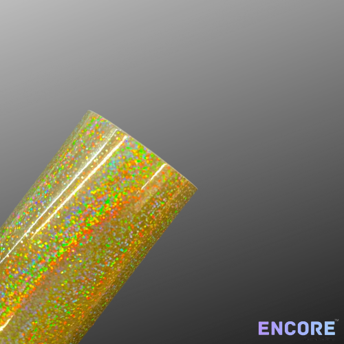 Vinilo adhesivo holográfico con lentejuelas doradas Encore® EFX21