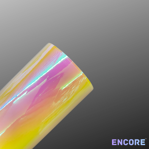 Película de vidrio dicroico transparente rosa/amarillo Encore® EFX1500